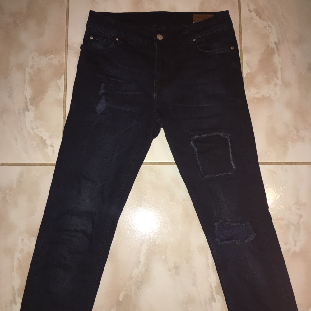 Asos Ripped and Repair Dark Blue Skinny Jean